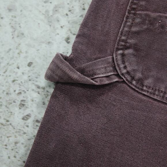 RARE Vintage Carhartt B24 BRG Burgundy Faded Purple Carpenter Shorts 32x7 - Picture 4 of 13